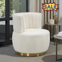Tcbosik Swivel Barrel Chair, Modern Teddy Fabric Upholstered Armchair, Modern Accent Chair for Living Room, Reading Room, Bedroom, Cream