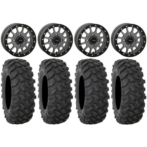 System 3 SB-5 Grey 15" Wheels 33" XTR370 Tires Sportsman RZR Ranger