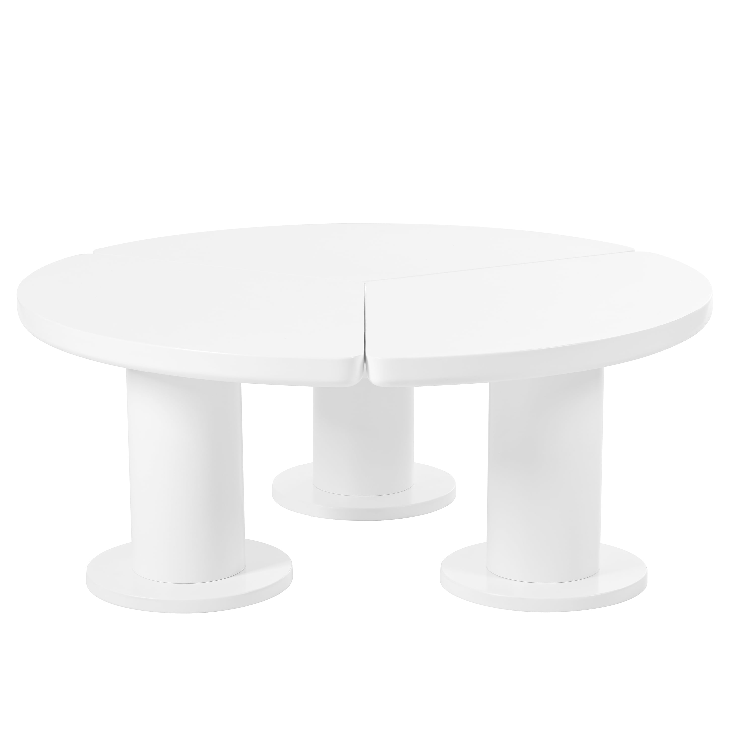 MAYEERTY Φ39.4'' Easy Assembly Round Petal-Shaped Coffee Table, Cream Style Center Table with 3 Thick Legs, Minimalist Irregular End Table with Sleek Round Edges for Living Room, White