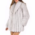 thumbnail image 2 of DEBIMY Women Faux Fur Overcoat Warm Luxury Jacket Winter Coat for Christmas Snow Sport Light Grey XL, 2 of 6