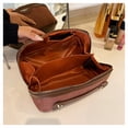 thumbnail image 3 of WANDF Travel Makeup Bag,Toiletry Bag for Women, Suede  Make Up Bag Cosmetic Organizer with Metal Zipper,Handling Bathroom Bag(Green), 3 of 10