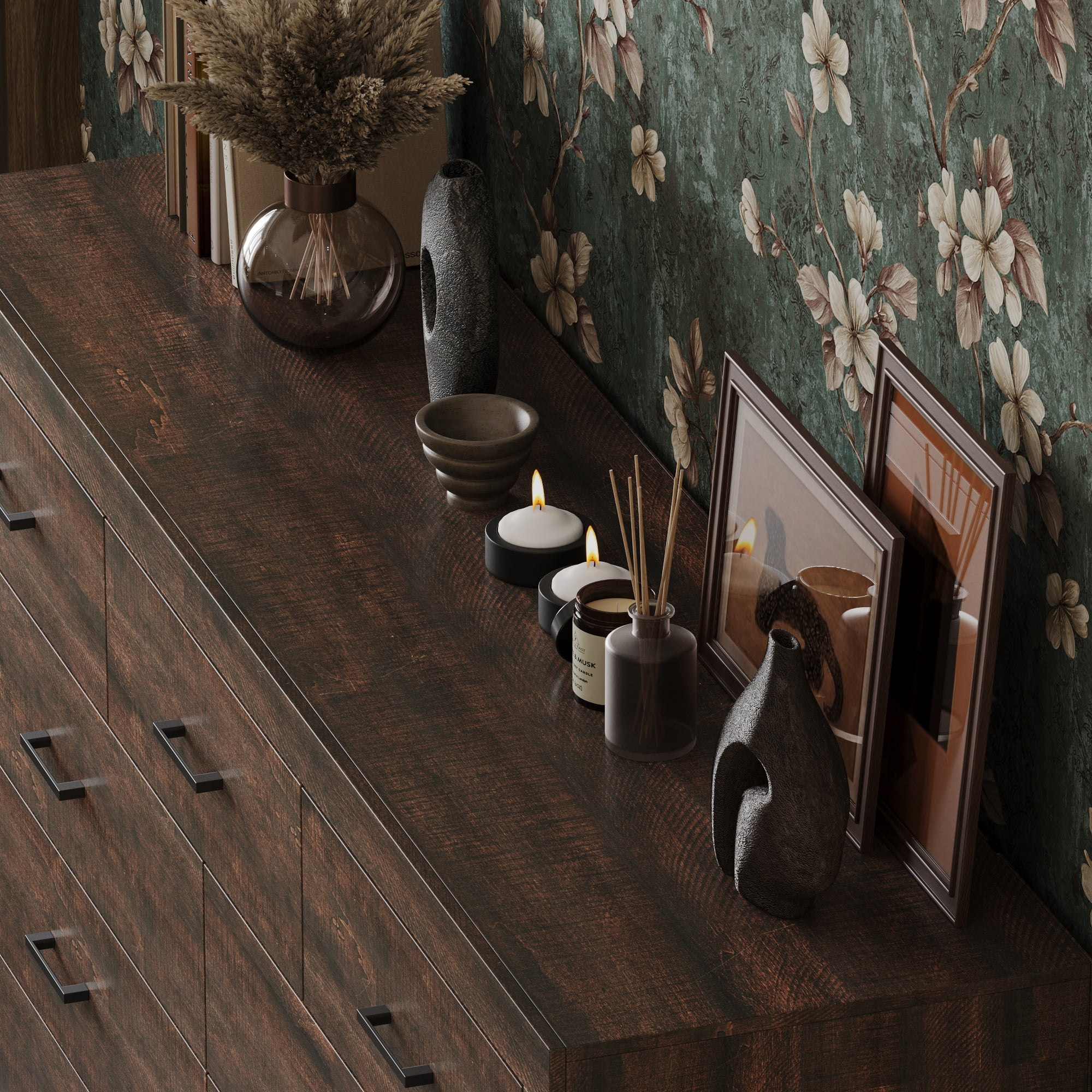 KULAGAGA 9 Drawer Dresser for Bedroom, Wide Dresser with Drawer Organizer, Wood Grain Chest of Drawers, 63" W Chests Organizer with Easy Pull Handles for Living Room, Entryway, Brown