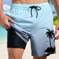 thumbnail image 4 of Shorts de Bain avec Doublure de Compression et Poches, Ample, Bleu Clair TG, 4 of 4