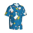 thumbnail image 2 of Balery Cartoon Goose Print Men's Hawaiian Shirts Short Sleeve Beach Shirt Relaxed Fit Vacation Button Down Shirts-Large, 2 of 9