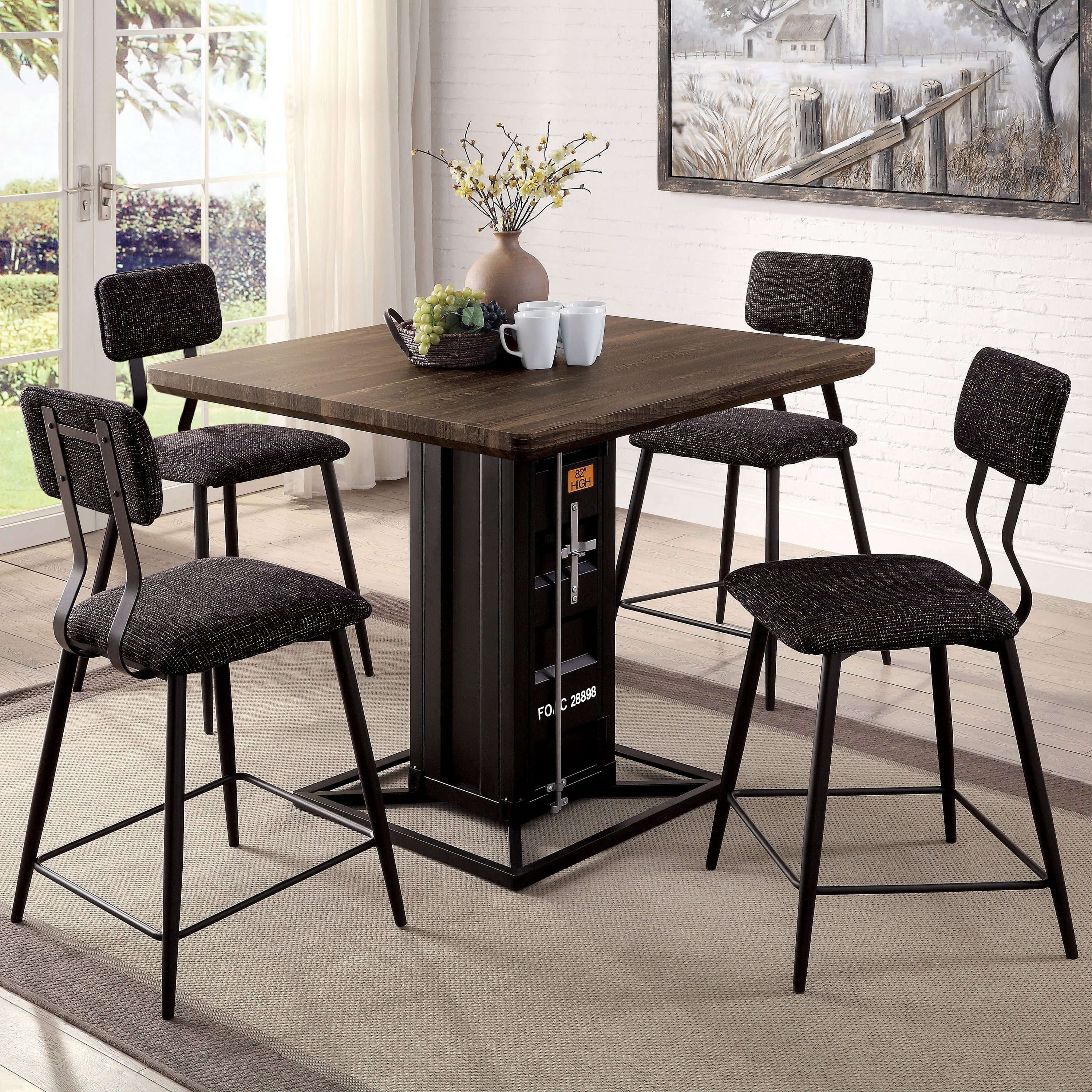 Furniture of America Locust Counter Height Dining Chairs - Set of 2, Black