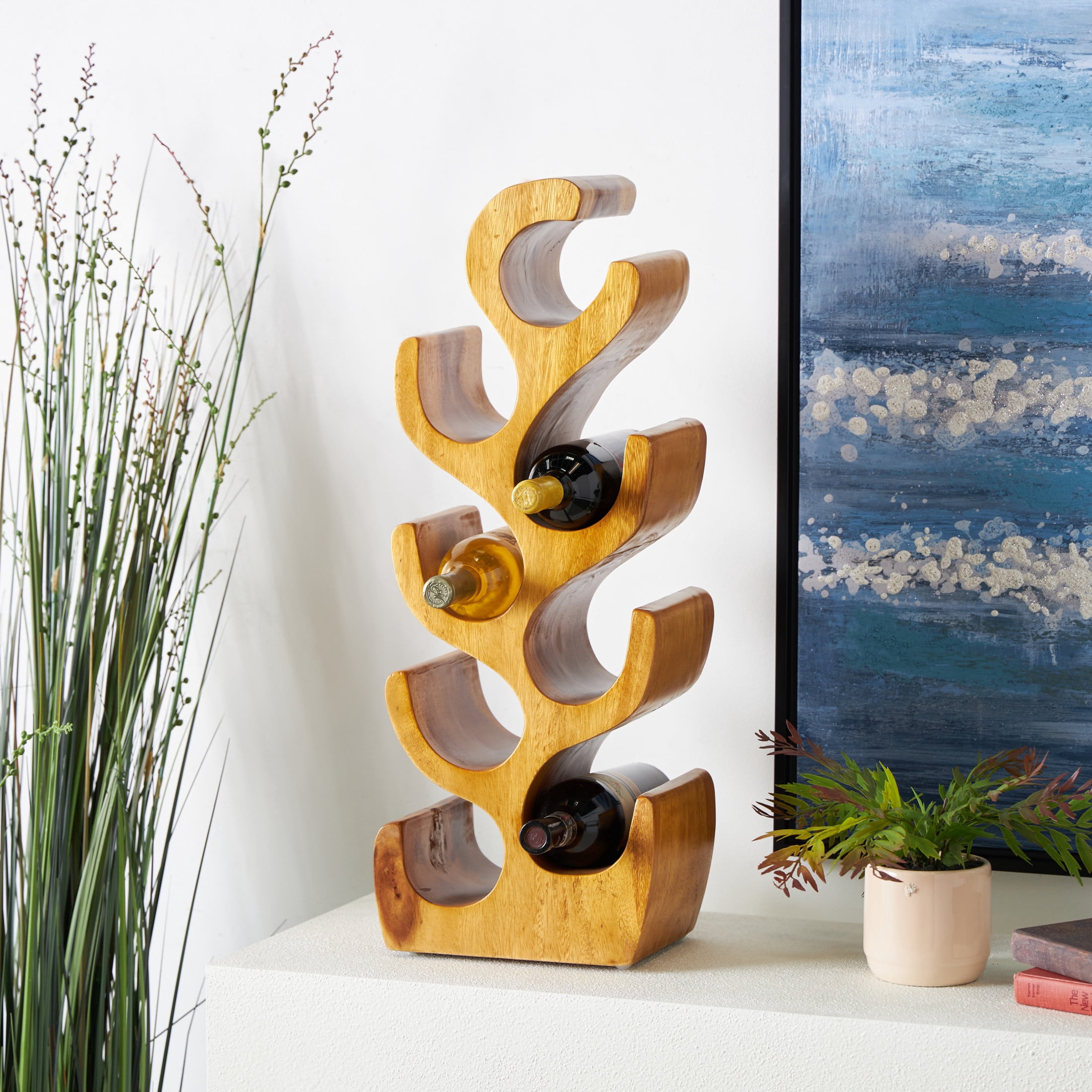 8- Bottle Brown Tree Curved Shaped Wine RackDecMode 11" x 28" Brown Wood Curved Shaped 8 Bottle Tree Wine Rack, 1-Piece