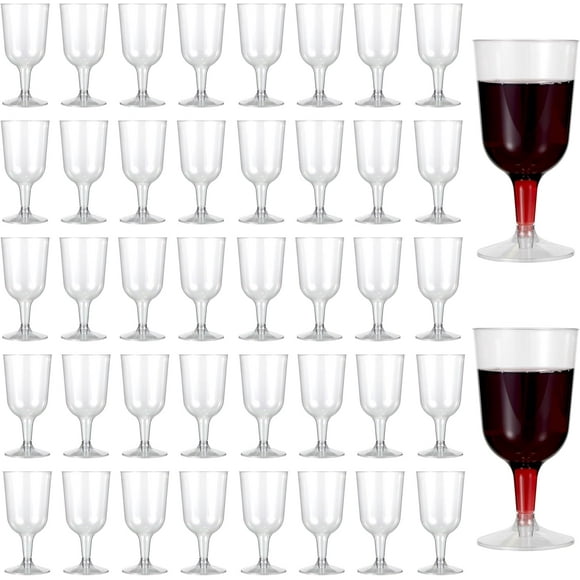 96 Premium Plastic Wine Glasses (6 oz) - Hard Plastic Wine Glass for Cocktails, Dessert, Wine Tasting - Reusable Wine Cups for Large Parties, Birthdays, Weddings, Christmas, BBQ