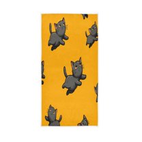 Bath Towel Single-Sided Printed Highly Absorbent Soft Quick Towel for Bathroom Spa Gym & Sports Flying Kitten Seamless