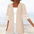 thumbnail image 2 of Meichang Women Open Front Cardigan Lightweight Half Sleeve Mesh Patchwork Kimono Cardigans Loose Fit Beach Cover Up Tops, 2 of 6