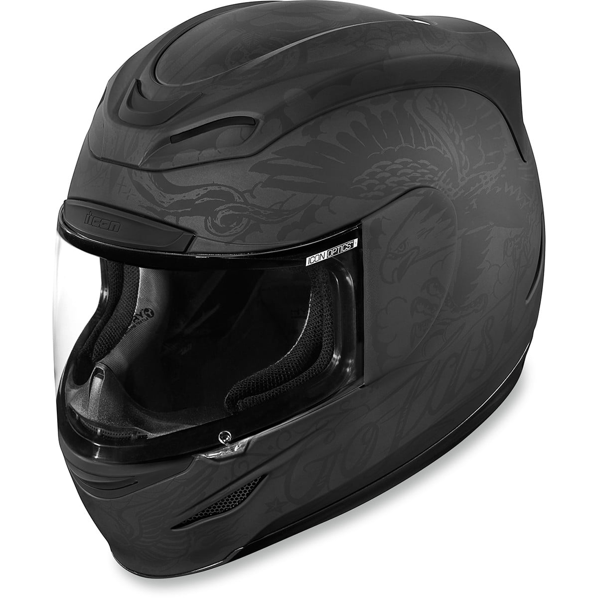 Icon black airmada gloss motorcycle full face street helmet shield DOT ECE 22-05 