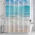thumbnail image 2 of Summer Ocean Bathroom Shower Curtain, Modern Blue Beach Waves Blue Sky Waterproof Washable Soft Bath Curtain for Bathtub Decor with 12 Hooks&Grommet, 36x72 Inch, 2 of 9