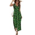 thumbnail image 2 of Margarita Green Dress Fashion Boho Beach Long Dresses Female Party Printed Maxi Dress, 2 of 9