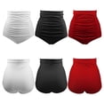 thumbnail image 5 of Women's Retro High Waisted Bikini Bottom Ruched Swim Short Tankinis Solid Pleated Briefs Shorts Full Coverage Bathing Suit Bottom, 5 of 6