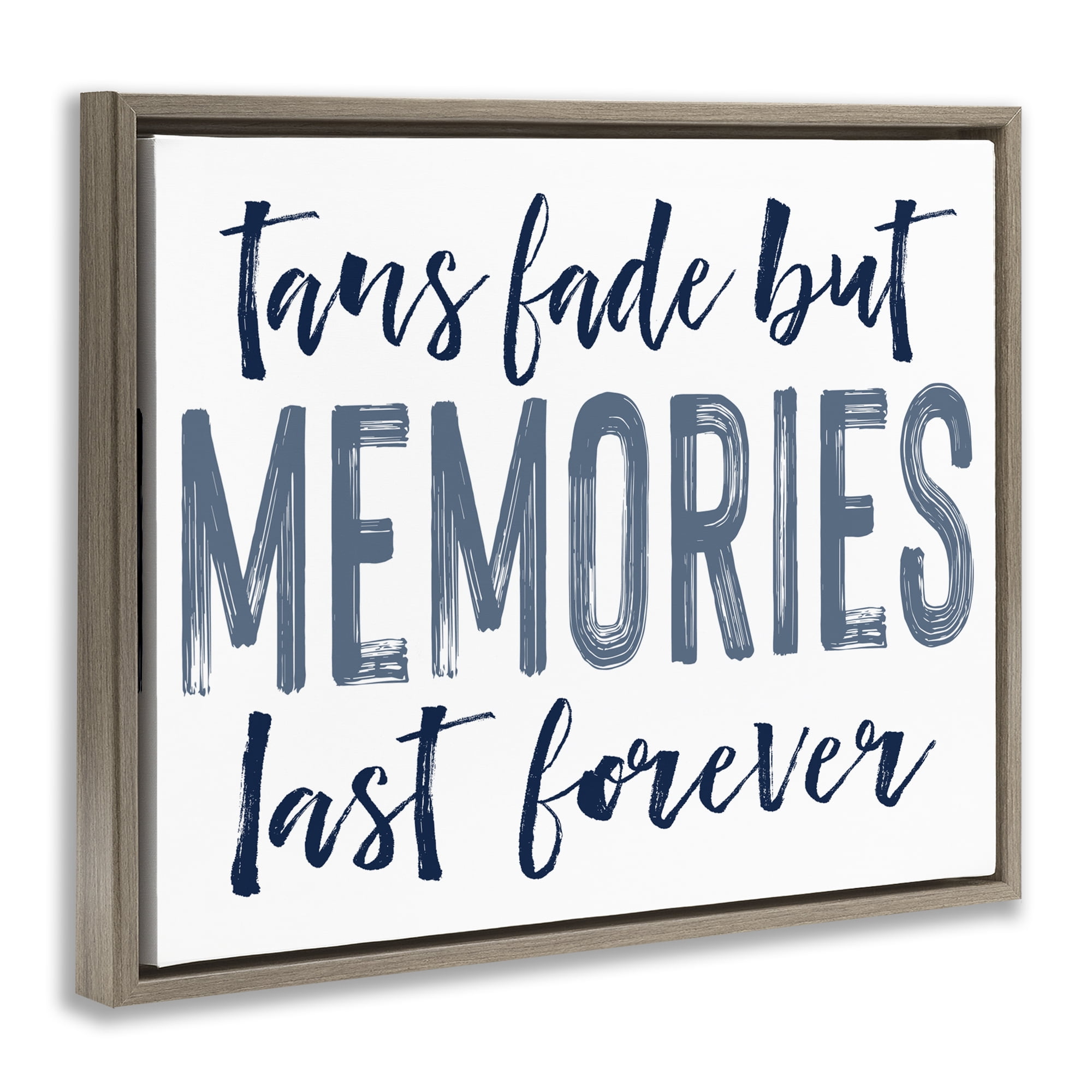 Summer Memories Last Forever Brown Framed Floater Canvas Wall Art, design by Lettered and Lined