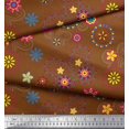 thumbnail image 3 of Soimoi Brun Poly Georgette Tissu Insecte & Floral Clip Art Tissu Imprimé 1 Yard 42 Inch Wide, 3 of 3
