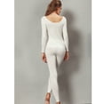thumbnail image 2 of LiangRou Women's Scoop Neck Long Johns Ultra Thin Modal Thermal Underwear Top & Bottom Set Creamy-White Large, 2 of 8