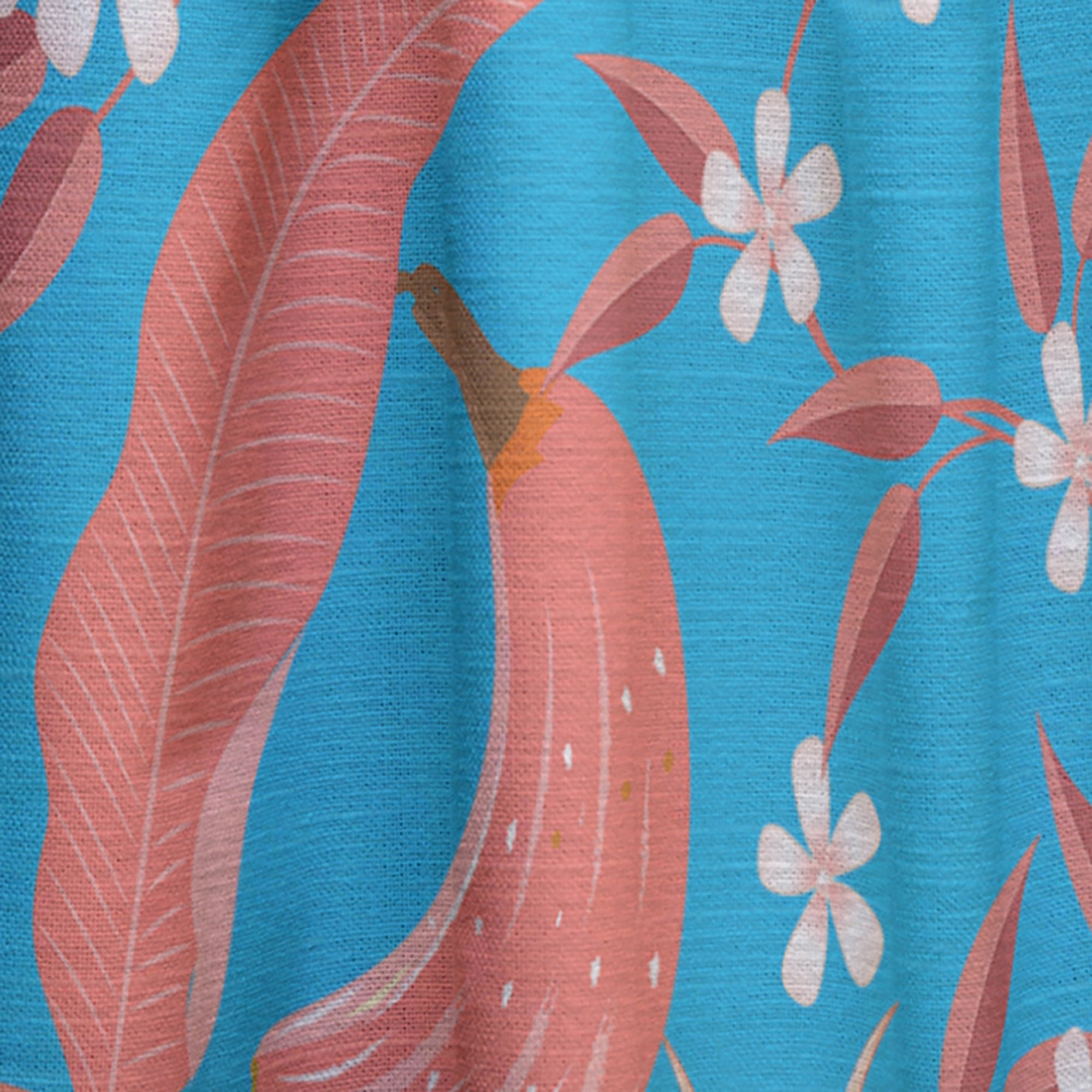 Designart 'Retro Tropical Foliage Coral II' Mid-Century Modern Curtain Panel