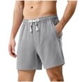 thumbnail image 3 of DDAPJ pyju Mens Cotton Linen Baggy Shorts Drawstring Elastic Waist Summer Beach Shorts Lightweight Breathable Lounge Cruise Vacation Shorts with Pockets Gray XL, 3 of 8