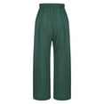 thumbnail image 5 of Dazajoo Linen Pants Women Summer Boho Floral Embroidered Pants Wide Leg Palazzo Crop Ankle Pants Comfy Lounge Trousers,Green,XXL, 5 of 7