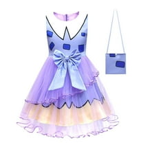 Girls Circus Costume Dress w/Bag, Sleeveless Cosplay Dress up for 4-10Y