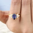 thumbnail image 2 of KANISHKAGEMS&JEWELS 8x6 mm / 1.5 Ct Vintage Pear Alexandrite Engagement Ring Yellow Gold Vermeil Silver Diamond Cluster Wedding Promise Anniversary Ring Minimalist June Birthstone Ring For Her, 2 of 6