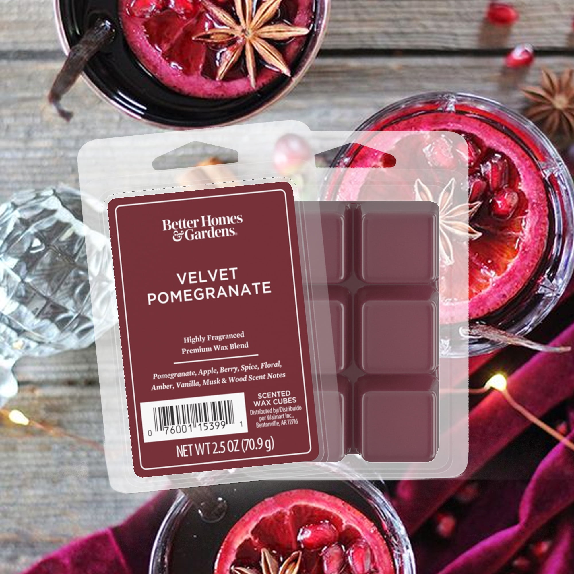 Velvet Pomegranate Scented Wax Melts, Better Homes & Gardens, 2.5 oz (1-Pack)