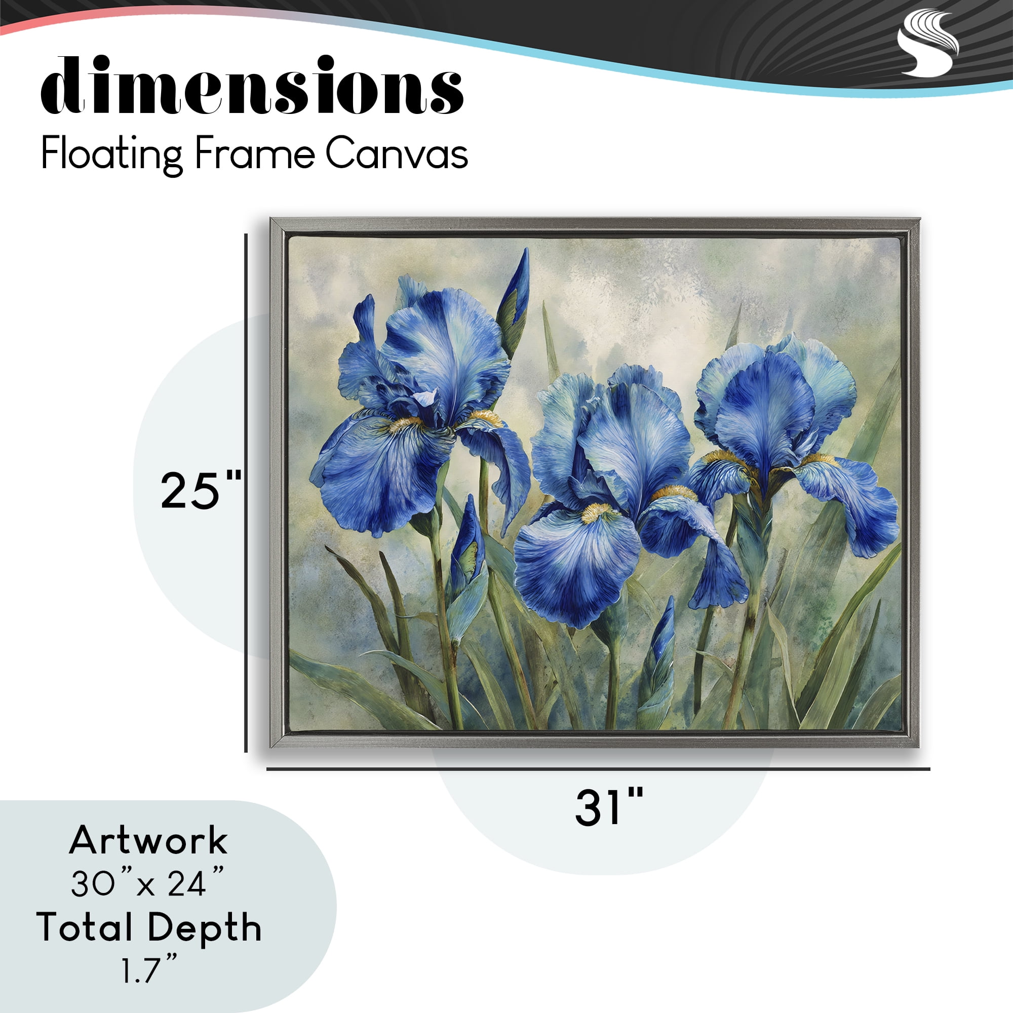 Stupell Industries Drawn Blue Iris Flowers Gray Framed Floater Canvas Wall Art, design by Franklyn Gregory