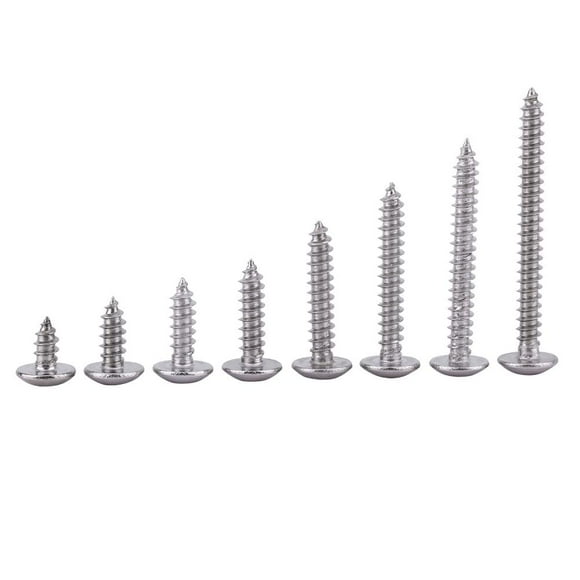 Herwey 200pcs M3 Stainless Steel SS304 Self-tapping Screws Pan Flat Truss Head , Woodworking Accessory, Fastener