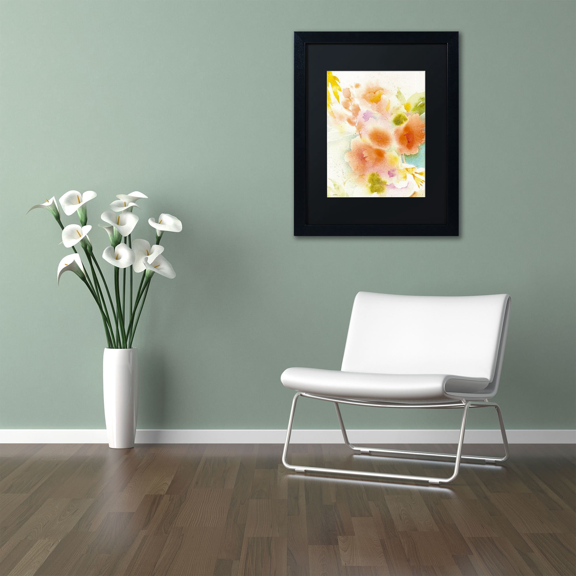 Trademark Fine Art "Orange Reflection" Canvas Art by Sheila Golden, Black Matte, Black Frame