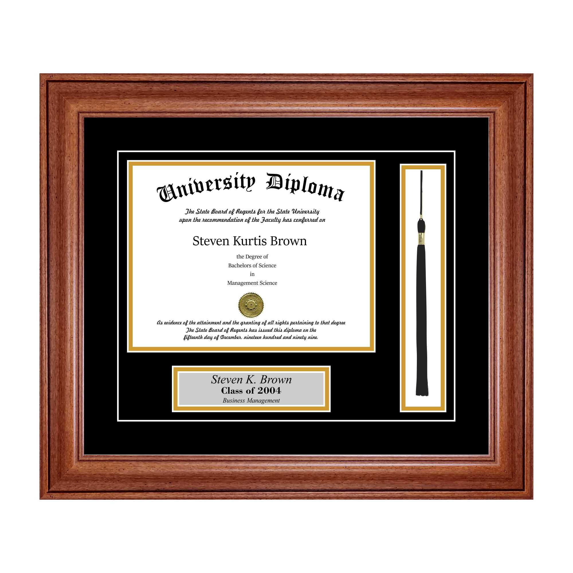 Personalized Diploma Frame With Tassel And Double Matting For 16 X 12 