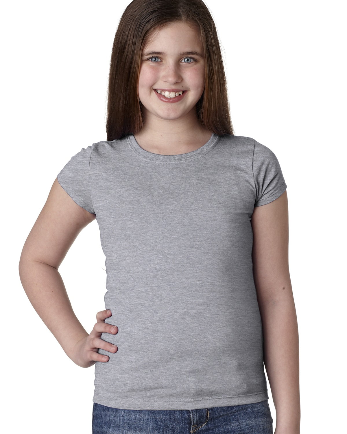 Next Level Apparel - The Next Level Girls Princess T-Shirt - HEATHER GRAY - L