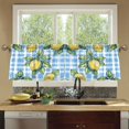 thumbnail image 4 of Yayeee Kitchen Curtains Tier Set of 2 Light Filtering 57"x24" Over Sink Window Panels, Cartoon Plaid Lemon, 4 of 7