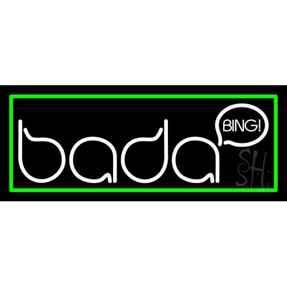 Bada Bing Strip Club With Green Border LED Neon Sign 13" Tall x 32" Wide - inches Black Square Cut Acrylic Backing, with Dimmer - Premium built indoor Sign for Strip Club, Dance club, Décor, Bar.