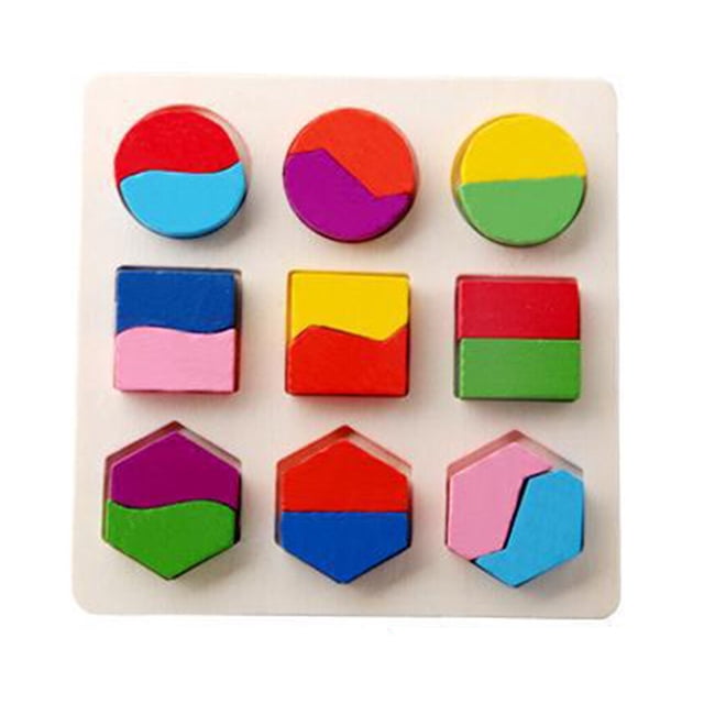 Wooden Geometric Shapes Blocks Sorting Math Puzzle Preschool Learning Educational Game Baby Toddler Toys