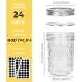 thumbnail image 2 of Mason Jars 8 oz, 24 Pack Canning Jars with Airtight Lids and Bands, Half Pint Canisters Ideal for Fermenting, Jam, Honey, Pickling, Wedding/Shower Favors, DIY Decors, 2 of 8