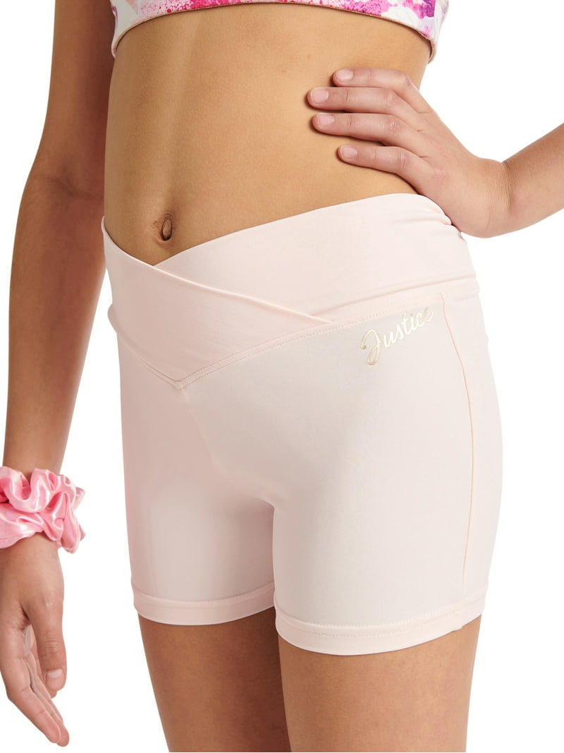 Justice Nylon Spandex Crossover Waist Dance Shorts for Girls