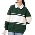 thumbnail image 2 of toraway Ensemble Chandail en Molleton Fille Surdimensionné Chandail en Molleton Col Rabattu Boutonné Manches Longues Pull-Over Automne 2024 Style Décontracté Universitaire Mode Top TTTG, 2 of 4