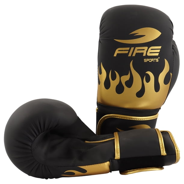Par de Guantes de Boxeo Fire Sports PVC Línea Fire One Dorado Negro