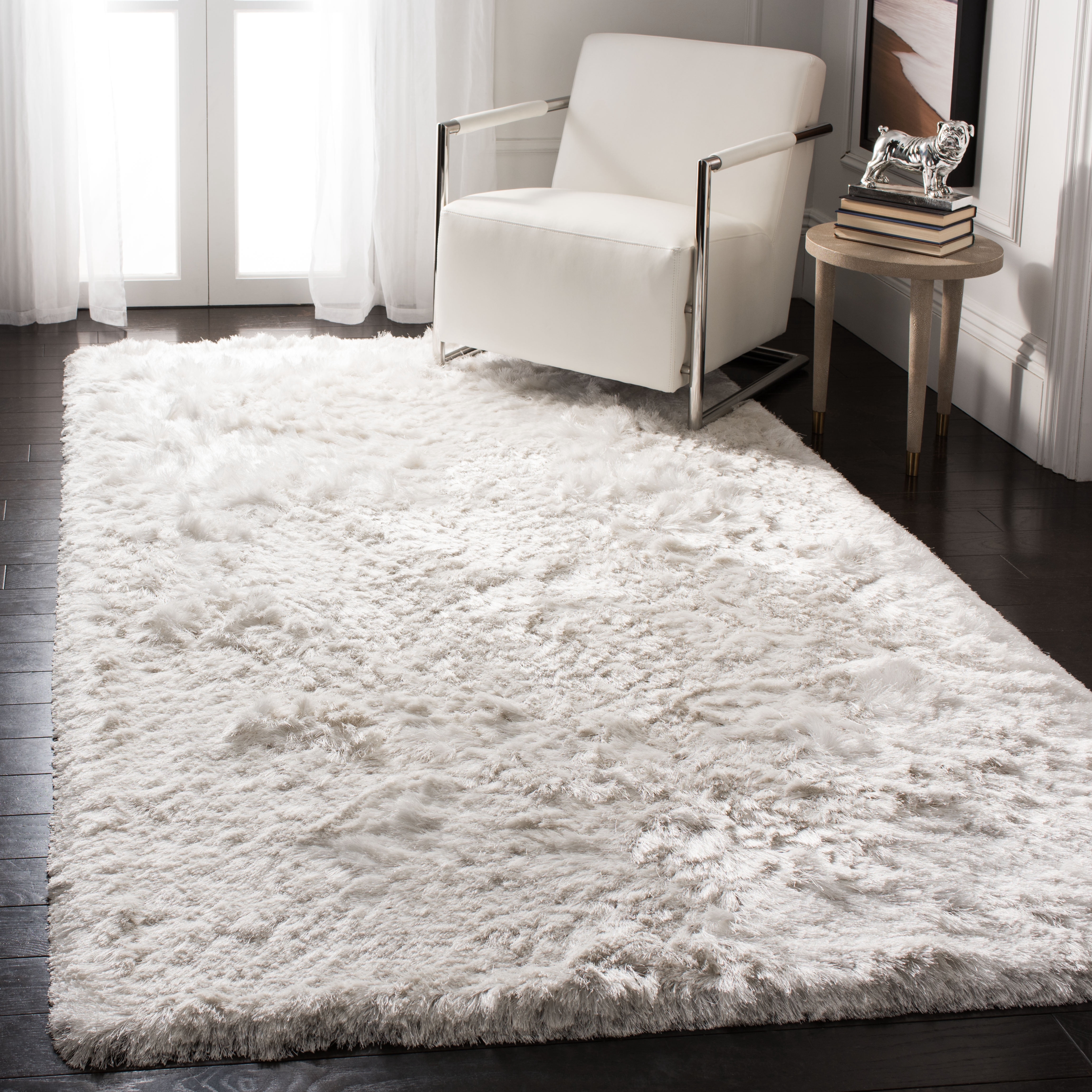 SAFAVIEH Ocean Amyas Solid Shag Area Rug, Ivory, 8' x 8' Square