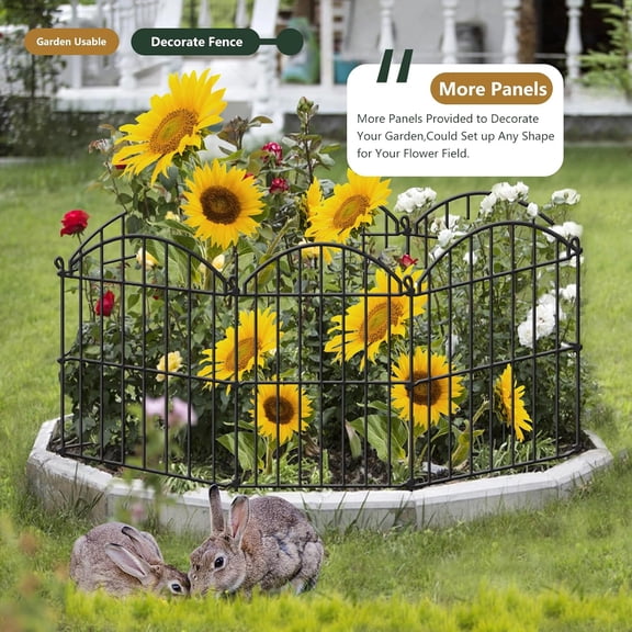 15 Panels Decorative Garden Fence, 15.94ft x 17in Animal Barrier Fencing Arched Rustproof Metal Border for Rabbit Dog Outdoor Yard