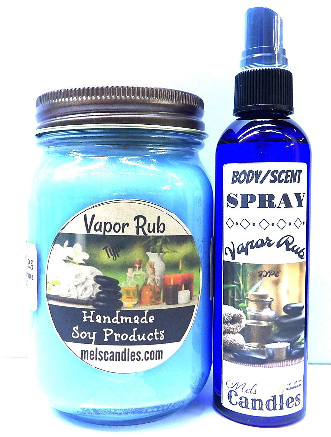 Eucalyptus and Vicks Vapor Rub Type COMBO Set of TWO 4oz All Natural Soy Cand 