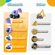 Dimoarch Dinosaur Construction Trucks Toys for Boys Ages 2 3 4, Toddlers Sandbox Vehicle Excavator Toys, Dino Press and Go Cars, Boys Birthday Gifts