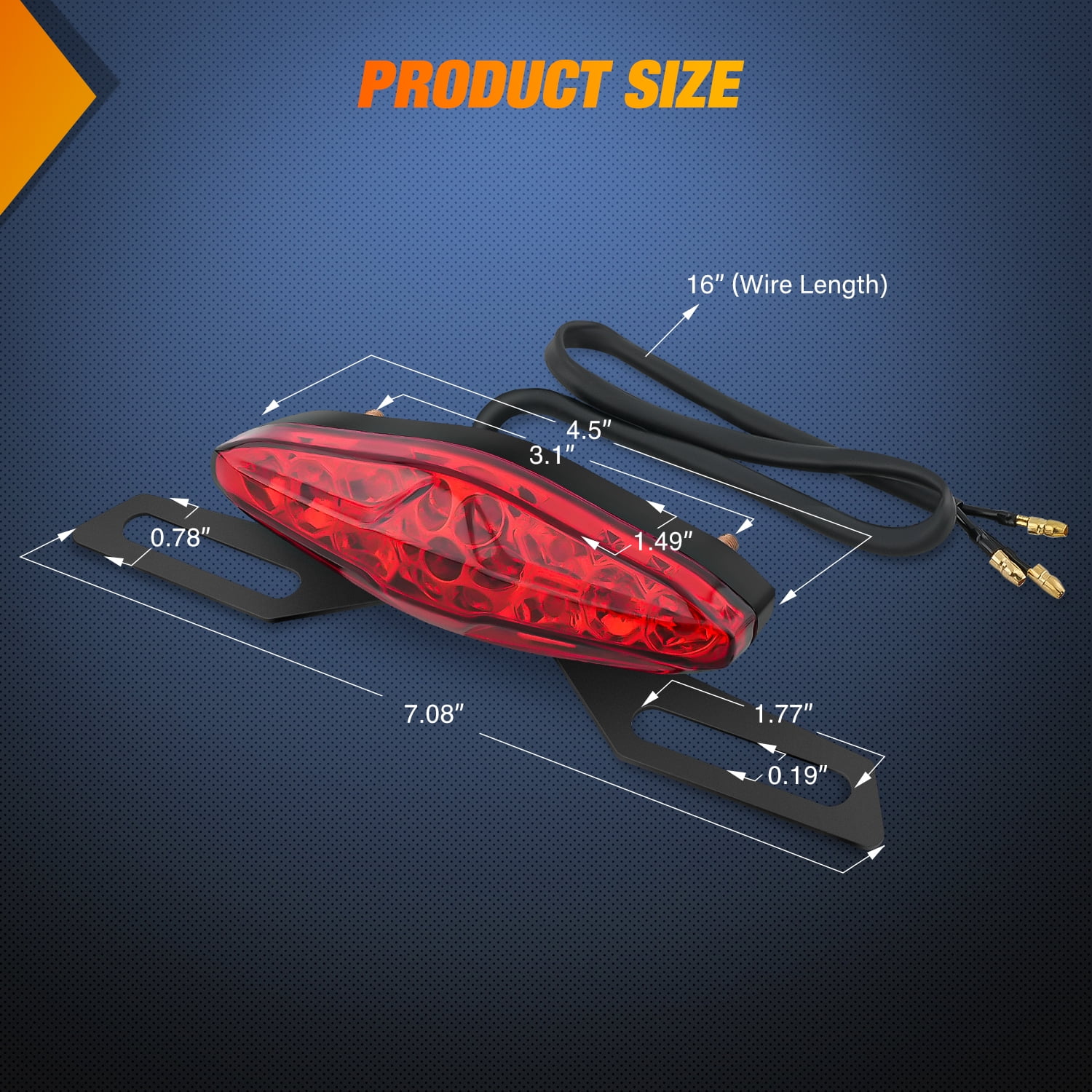 Motorcycle Tail Lights LED Brake Running Light with License Plate Bracket Dirt Bike Rear Lighting Compatible with Honda Yamaha Kawasaki Suzuki Quad Chopper Turing Cruiser