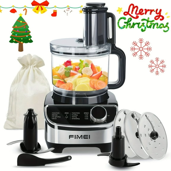 12-Cup 600W Food Processor & Blender Combo - Versatile Blades (Slicing/Shredding/Chopping), Large Caliber, Multi-functional for Kitchen Meal Prep