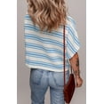 thumbnail image 2 of Women's Sky Blue Stripe Boxy Fit Wide Sleeve Sweater T-Shirt | [ZhiHiMeRi] | (US 12-14)L, 2 of 5