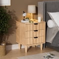 thumbnail image 2 of Bedside Table Bedside Cabinet with 3 Drawers and Heavy Duty Solid Wood Legs Wood Nightstand Side Table with Metal Handles for Kids Bedroom Living Room Dorm Hallway Furniture, 2 of 10