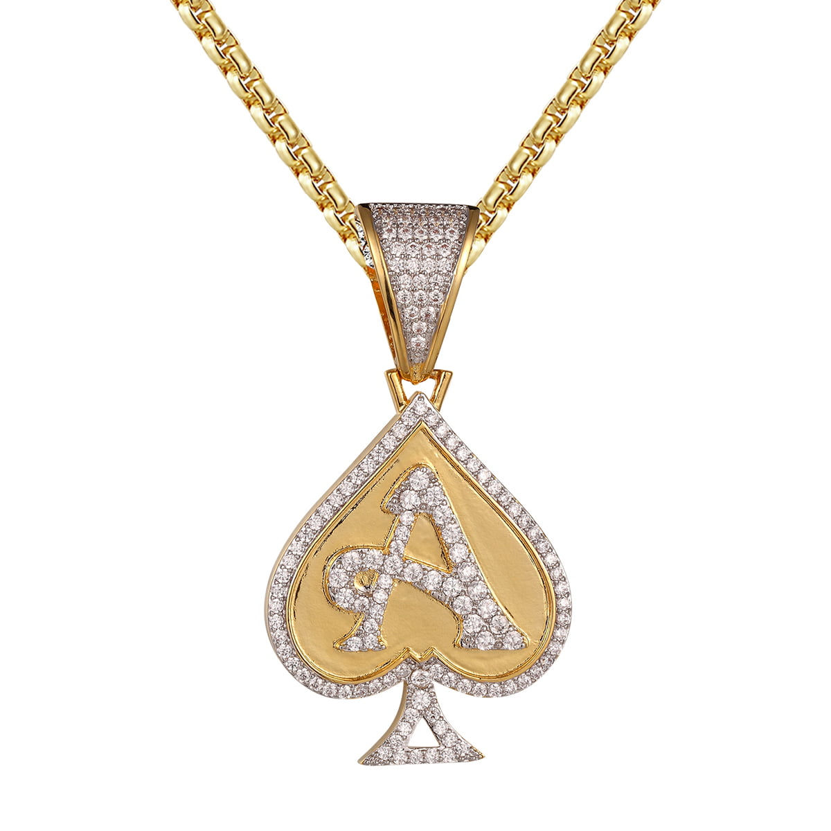 Sterling Silver Ace of Spades Cubic Zirconia Pendant