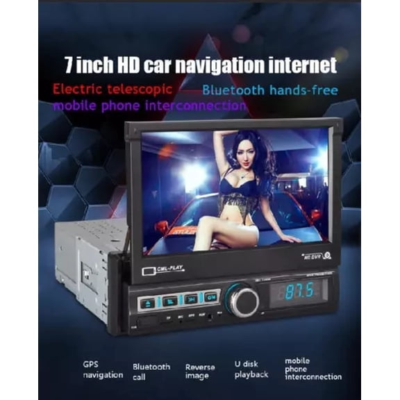 1 Din 7" Car Stereo Radio Flip Touch Screen Bluetooth Mirror Link GPS Navigation Car Audio MP5 Player AUX USB