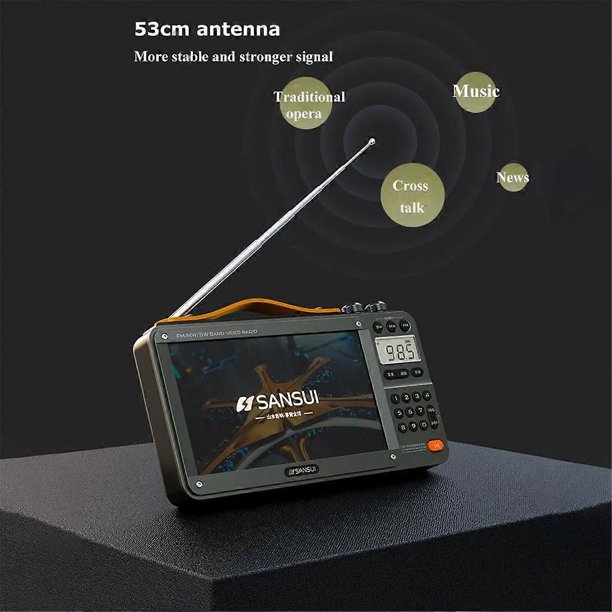 F51 Retro Video Radio Wireless Bluetooth Speaker Portable All Band FM/MW/SW Radio Mp3 Music Player Subwoofer-Gray