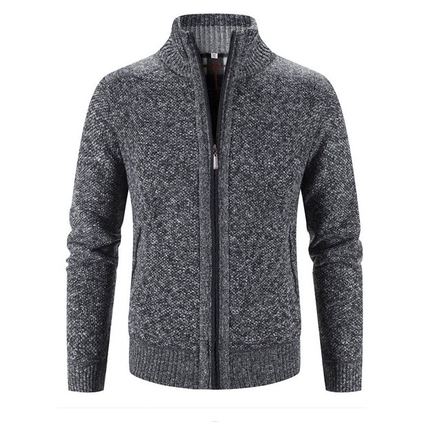 Suéter de color sólido para hombre de primavera y otoño, cárdigan informal con cuello alto, suéter de polar de manga larga para jóvenes